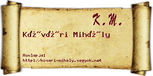 Kővári Mihály névjegykártya